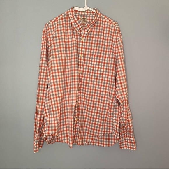 J Crew Button Up Shirt Men Size XL Blue Red Plaid Check Long Sleeve  Slim Fit - Picture 1 of 4